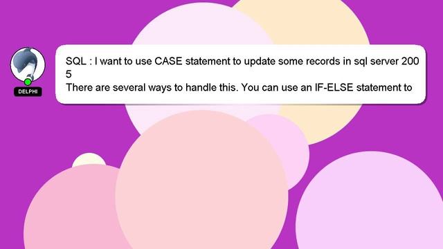 SQL : I want to use CASE statement to update some records in sql server 2005 смотреть онлайн