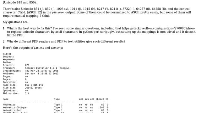 Why does this PDF appear to encode parentheses correctly but doesn't when using pdftotext смотреть онлайн