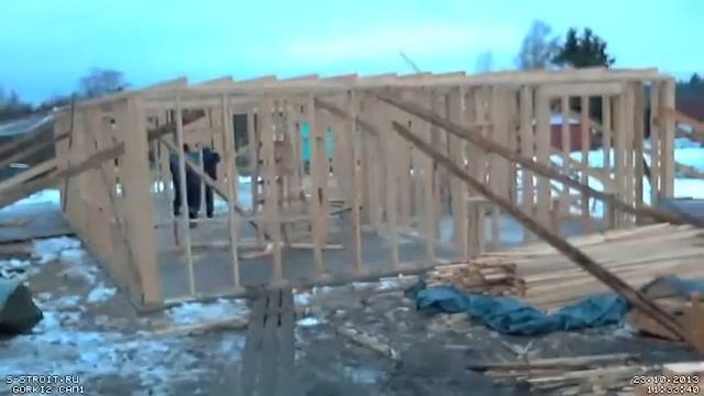 Еще неделя стройки каркасного дома на УШП в Горки-2 смотреть онлайн