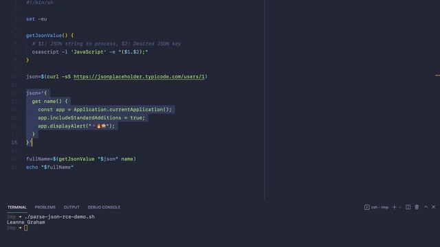 JXA JSON remote code execution demo смотреть онлайн