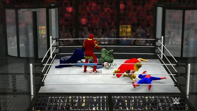 WWE 2K15 - HULK VS BATMAN VS SPIDER MAN VS VENOM VS THOR VS IRON MAN - ELIMINATION CHAMBER MATCH смотреть онлайн