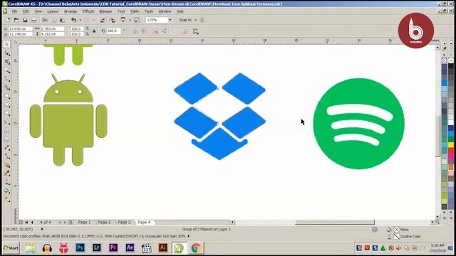 Desain Icon Android Dropbox Dan Spotify Di CorelDRAW + Download Project CorelDRAW