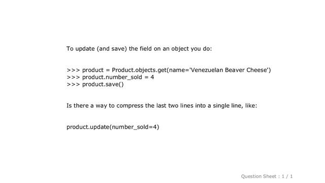 Django : Succinct way of updating a single field of a django model object смотреть онлайн