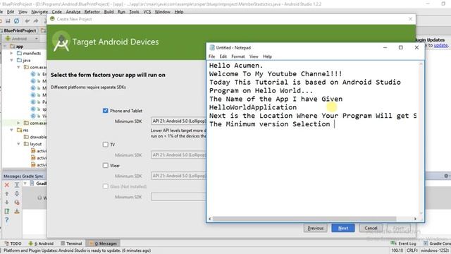 Hello World Program in Android Studio смотреть онлайн