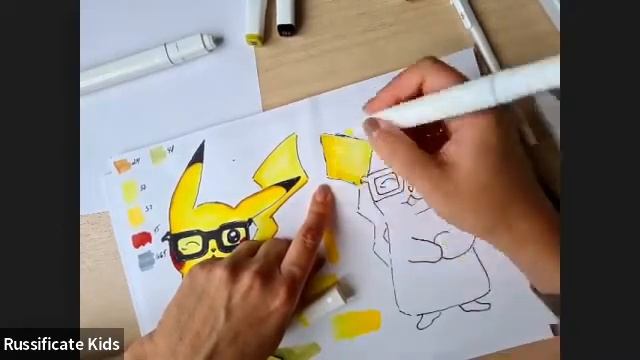 Курс скетчинга для взрослых и детей: рисуем Пикачу с Мариной смотреть онлайн