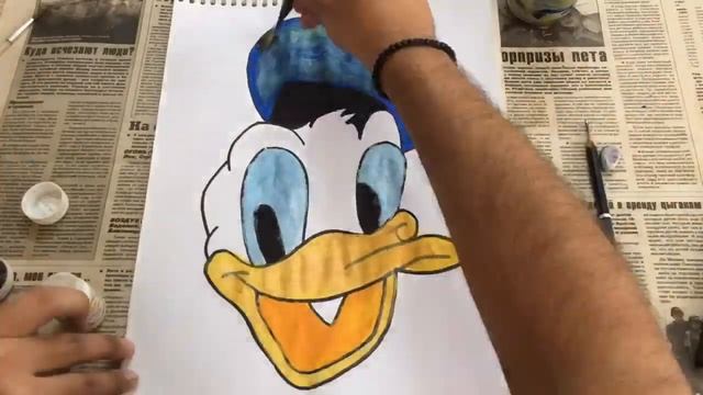 DONALD DUCK | HOW TO PAINT | Дональд Дак рисуем красками | PAINTING | DRAW n ART смотреть онлайн