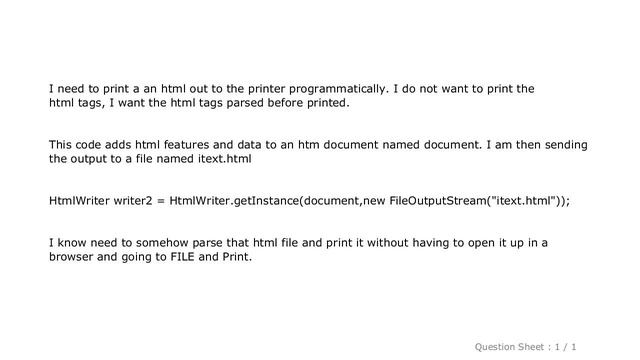 HTML : Printing HTML file out to printer in java смотреть онлайн