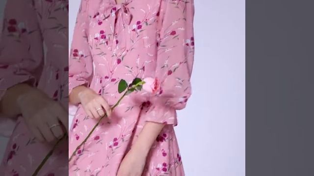 Bwb1998 новое платье с длинным рукавом осенняя одежда женское розовое цветочное v образным вырезом смотреть онлайн