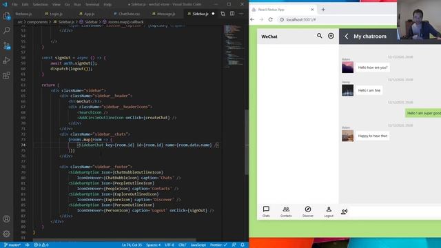 Create WeChat-based messenger with React, Redux and Firebase (part 2) смотреть онлайн