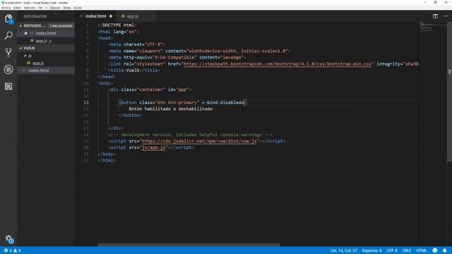 Curso VueJs: Atributo disabled. смотреть онлайн
