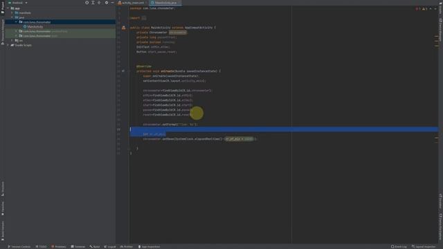 Chronometer create your own in Android Studio смотреть онлайн