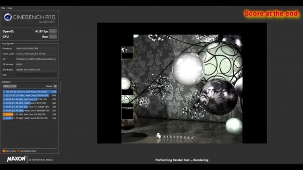 Cinebench R15 I3 6100 CPU and GPU Test