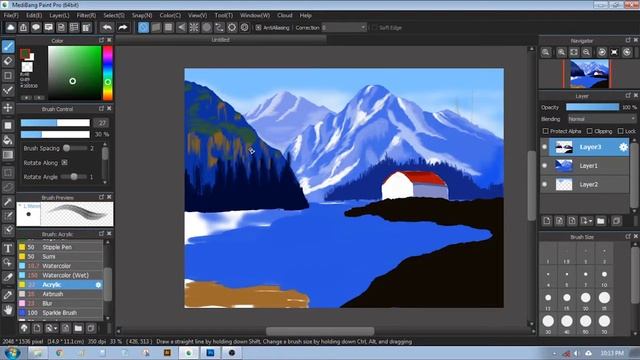 Landscape digital painting in Medibang paint pro | The white barn смотреть онлайн