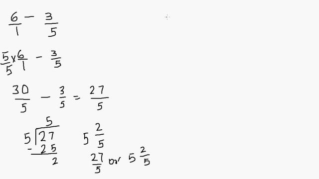 Subtracting fraction from a whole number | Subtracting mixed fraction from a whole number смотреть онлайн