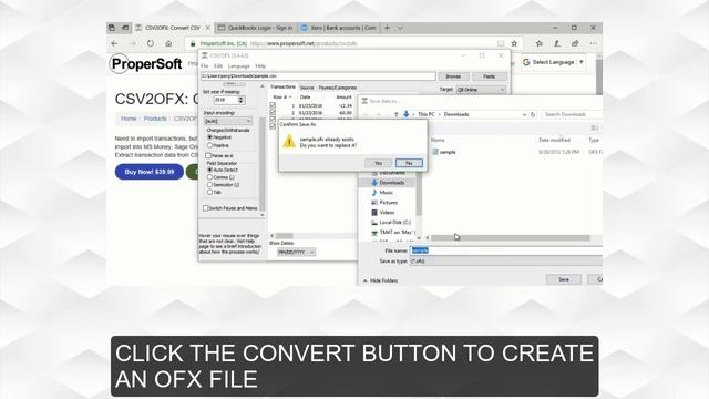 CSV2OFX (Windows): Convert CSV/Excel To OFX And Import Into QB Online