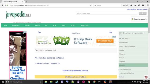 Can a class be protected?
- javapedia.net смотреть онлайн