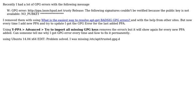 Adding new PPA is causing GPG error after apt-get update смотреть онлайн