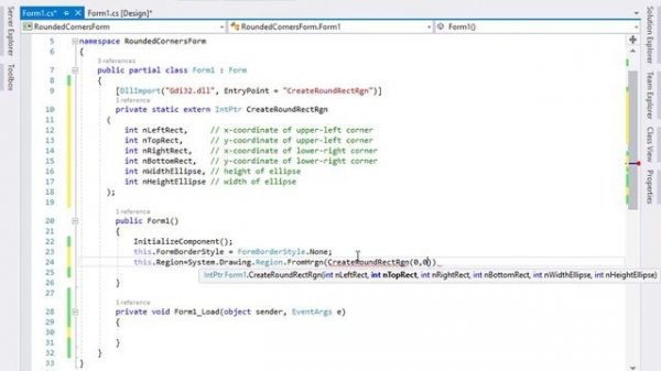 Windows Form Rounded Corners in C# || Form Border Radius C#- Visual Studio