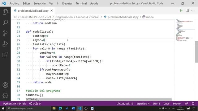 Aplicaciones Python Listas (estadística (media, moda, mediana)) смотреть онлайн