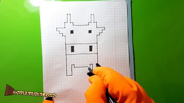 Бык ? Рисунки по клеточкам животные лёгкие и красивые с Котом Баюном смотреть онлайн