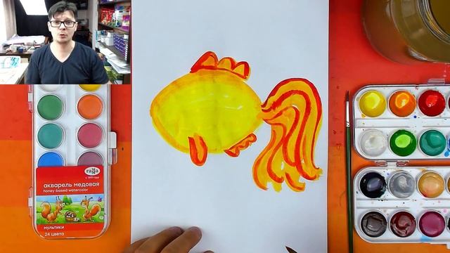 Как нарисовать Золотую Рыбку - рисуем русские сказки смотреть онлайн