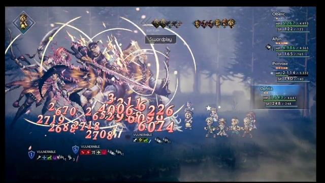 Octopath Traveler vs Winnehild + Steorra + Balogar + Dreisang at once (no advanced jobs/passives) смотреть онлайн