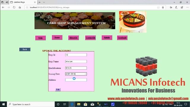 ASP .NET SOURCE CODE FOR CAKE SHOP MANAGEMENT SYSTEM