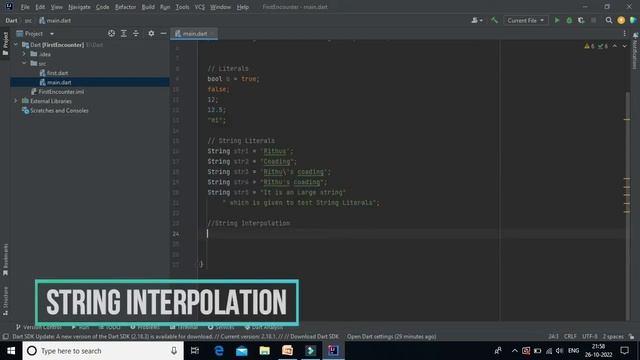 String Literals and Interpolation - Dart Programming смотреть онлайн
