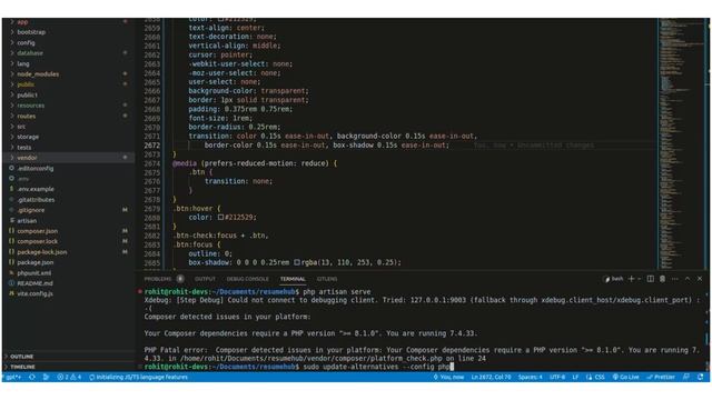 Your Composer dependencies require a PHP version = 8.1.0 You are running 7.4.33 | Laravel | Ubuntu смотреть онлайн