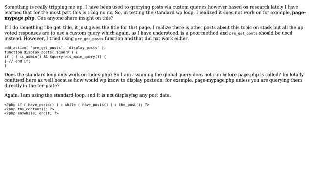 Wordpress: Posts will not display on page-mypage.php смотреть онлайн
