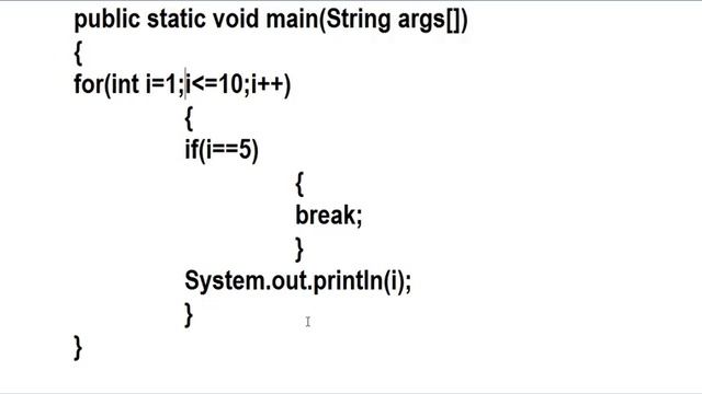 break statement in for loop in Java Language смотреть онлайн
