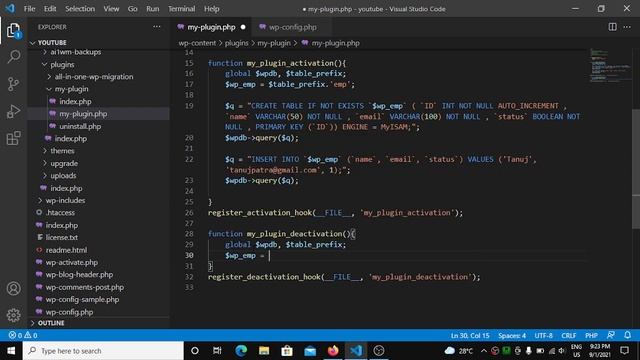 Create, Insert, Drop & Truncate - WordPress Custom Plugin Development 2021 in Hindi (Part-3) смотреть онлайн