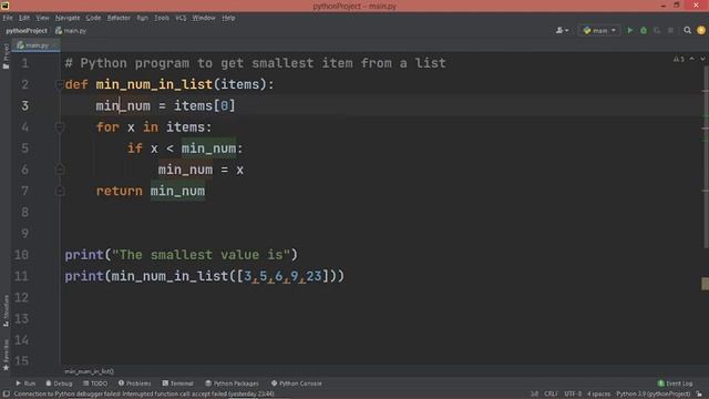 smallest element in a list | How to find smallest number(min) in a list | smallest number смотреть онлайн