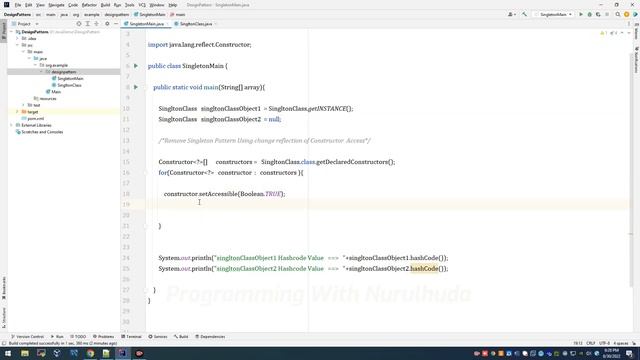 Java Singleton Design Pattern remove by changing behaviour of constructor | Java Programming смотреть онлайн