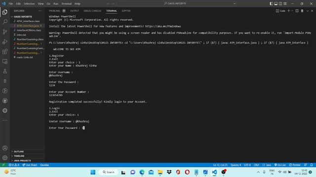 ATM Interface || Oasis Infobyte Internship || Java Programming || Task 3 смотреть онлайн