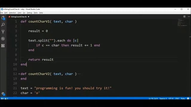 string count char in ruby смотреть онлайн