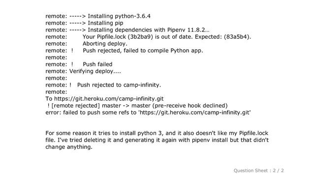 Django : Pipfile.lock out of date смотреть онлайн