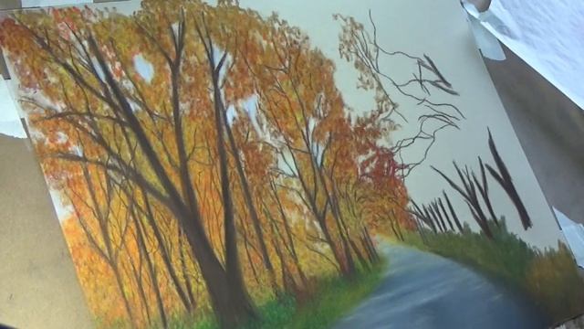 Autumn Landscape Drawing in Colored Pencil with Powder Blender - Melissa Mancuso Art смотреть онлайн