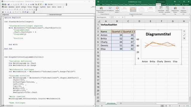 Excel VBA Diagramme Onlinekurs Folge 2.7 - Diagramme in VBA formatieren (Standardeinstellungen) смотреть онлайн