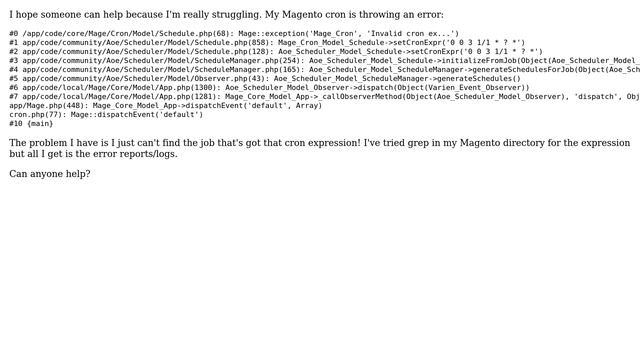 Magento: Magento 1.9.3.2 Invalid Cron Expression смотреть онлайн