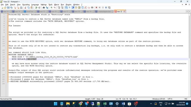 Database stuck in Restoring state fix error Error: Msg 927 Database cannot be opened смотреть онлайн