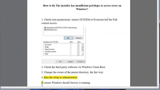 Fix The installer has insufficient privileges to access error on Windows смотреть онлайн