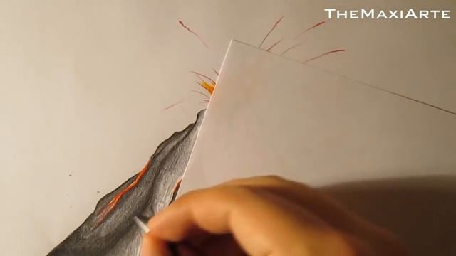 How To Draw A Volcano Erupting Step By Step For Kids - Timelapse