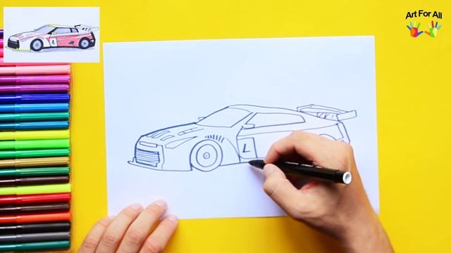 How to draw Nissan GT-R car смотреть онлайн