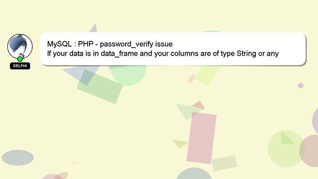MySQL : PHP - password_verify issue смотреть онлайн