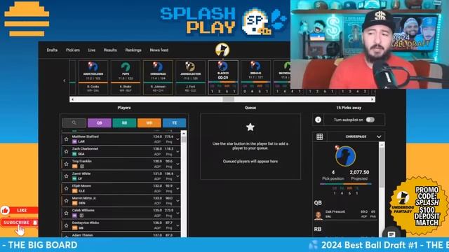 FIRST 2024 BEST BALL DRAFT | Underdog Big Board draft смотреть онлайн