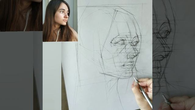Рисуем портрет девушки карандашом. смотреть онлайн