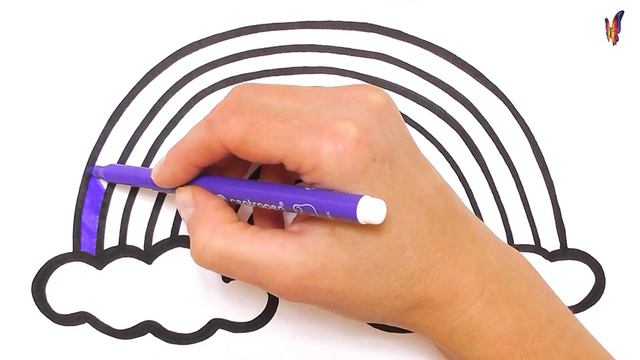 Как нарисовать и раскрасить радугу. Раскраска для детей. Изучаем цвета. Раскраски малышам смотреть онлайн