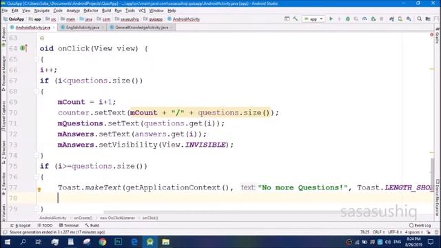 How to make Simple Quiz App Part 3 using Android Studio | Android App Development video#33 смотреть онлайн