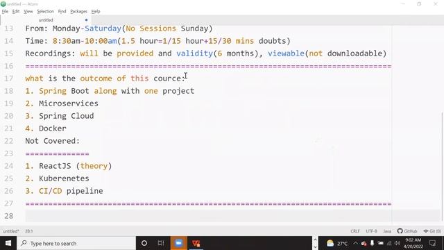 SPRING BOOT & MICRO SERVICES tutorials || Demo - 1 || by Mr. Narsi On 120-04-2022 @8:30AM IST смотреть онлайн